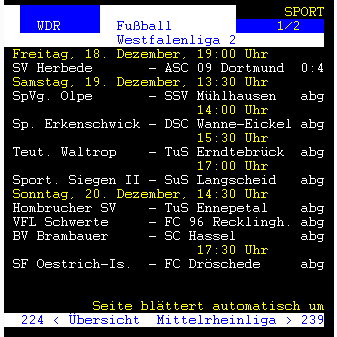 Screenshot wdr-Videotext
